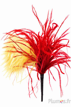 Federbusch Strauss - Höhe 20 cm - rot-gelb